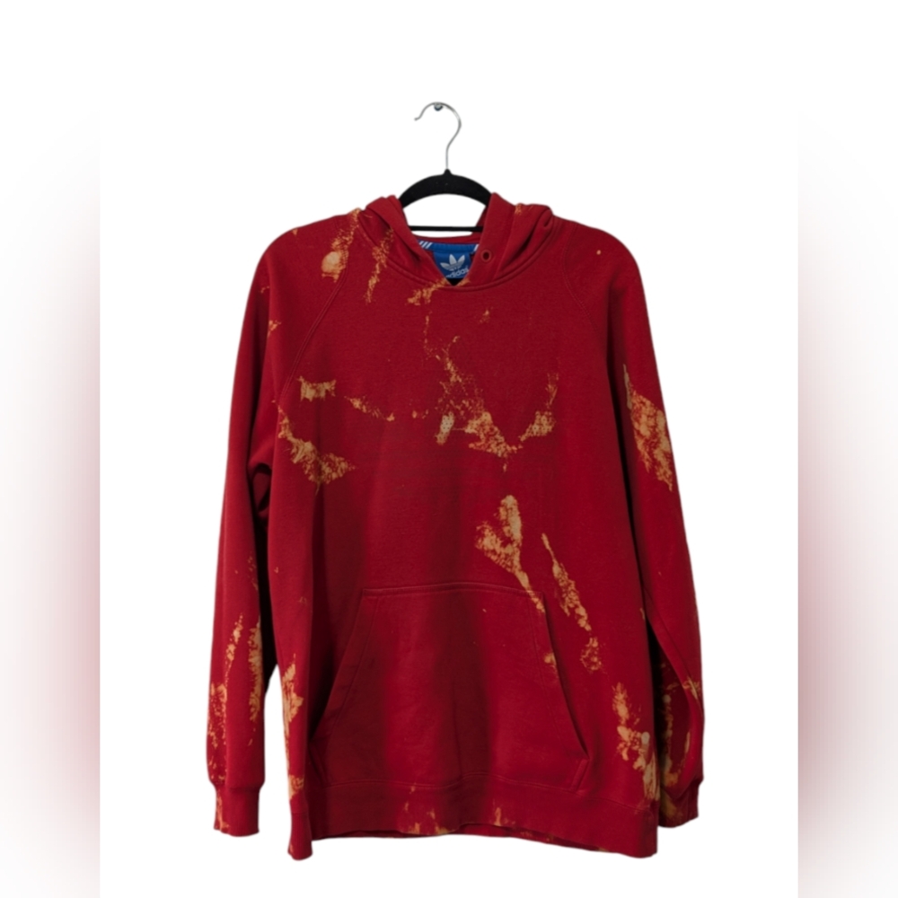 Adidas Red Bleach Tye Dye Hoodie Size L